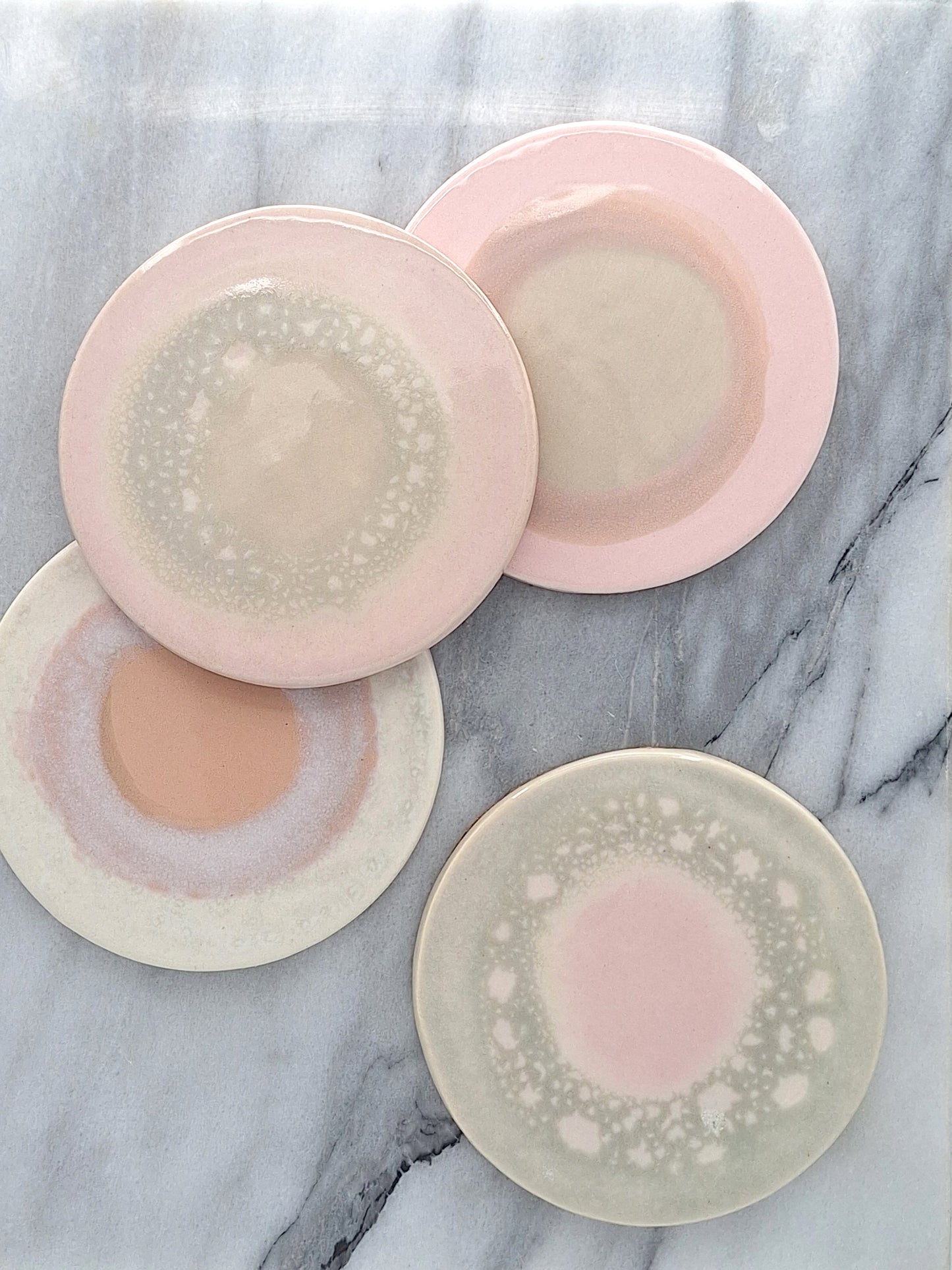 hand painted round coasters | blush pink