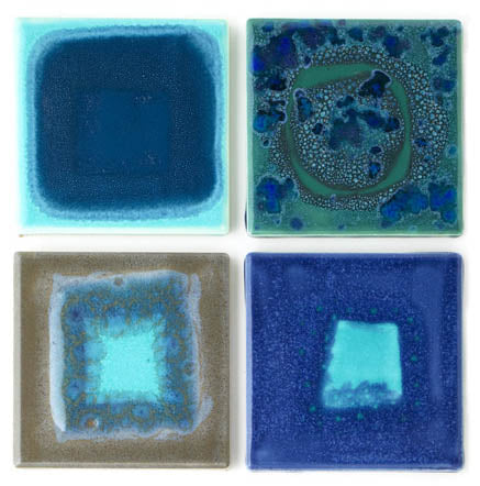 hand painted square coasters | blue