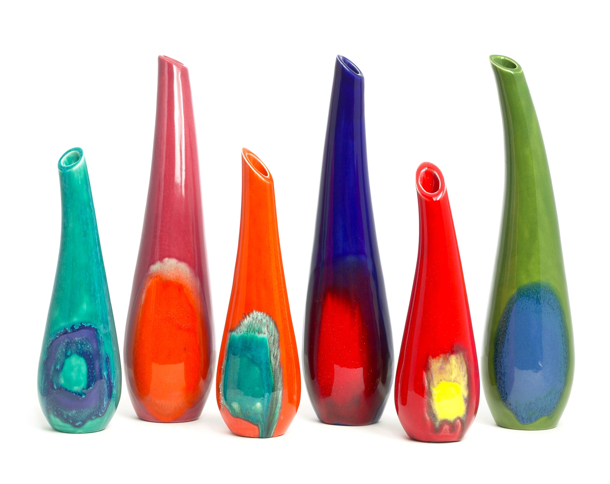 christina cherry ceramics handmade handpainted flower bud vases