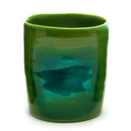 christina cherry ceramics handmade grip cup handpainted green turquoise