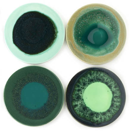 hand painted round coasters | green