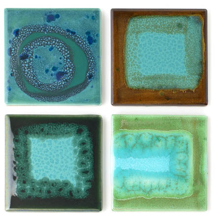 hand painted square coasters | green