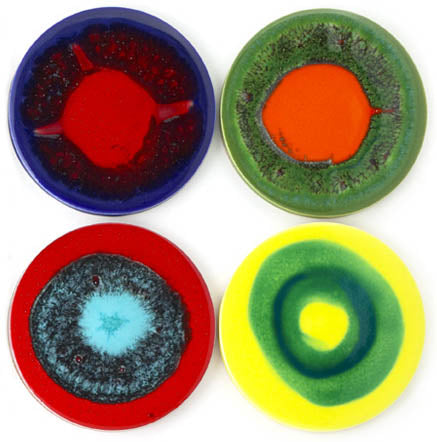 hand painted round  coasters | multi