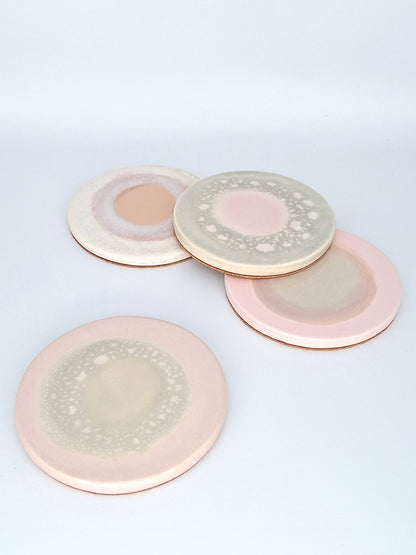hand painted round coasters | blush pink