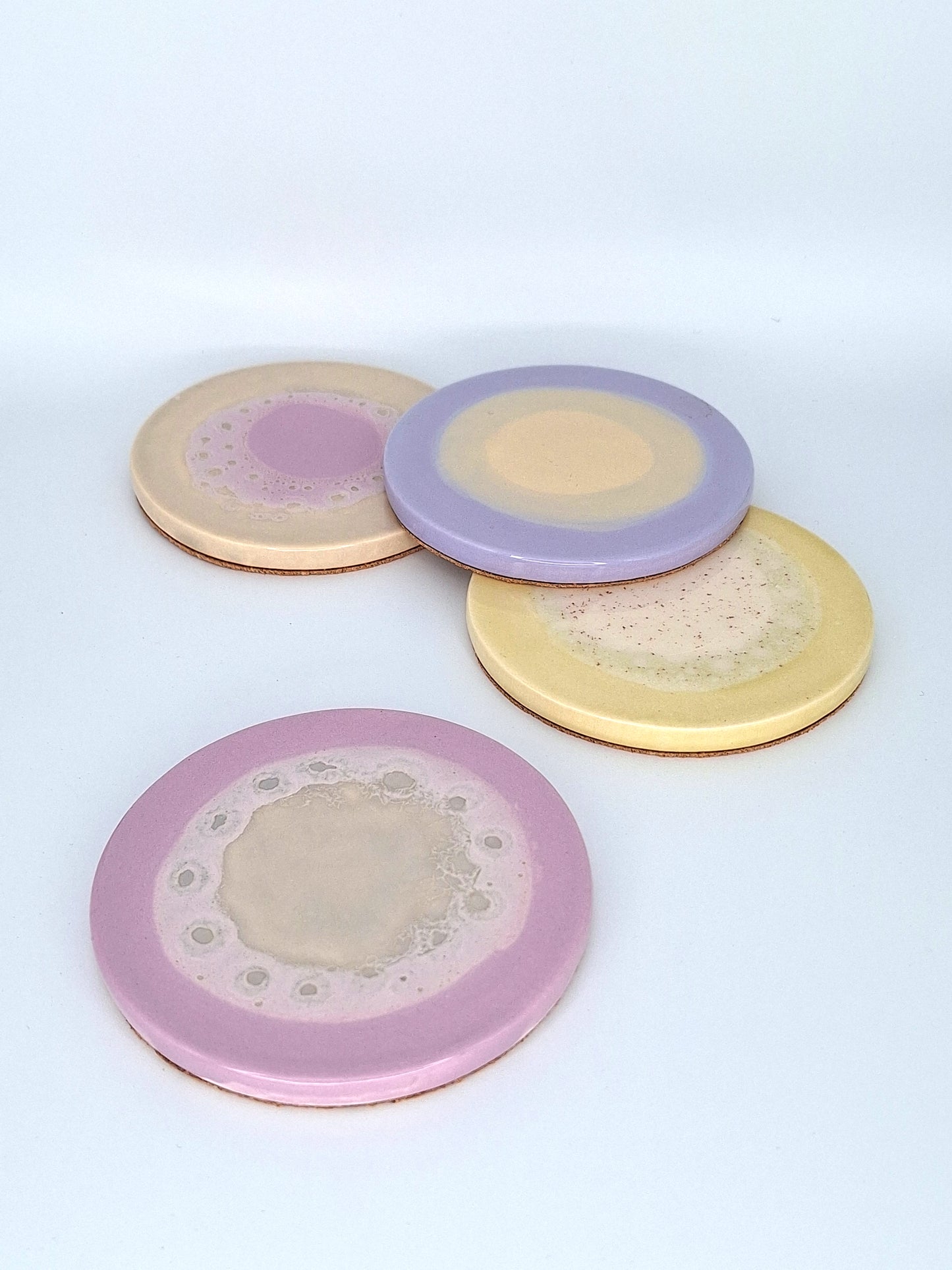 hand painted round coasters | lavender haze