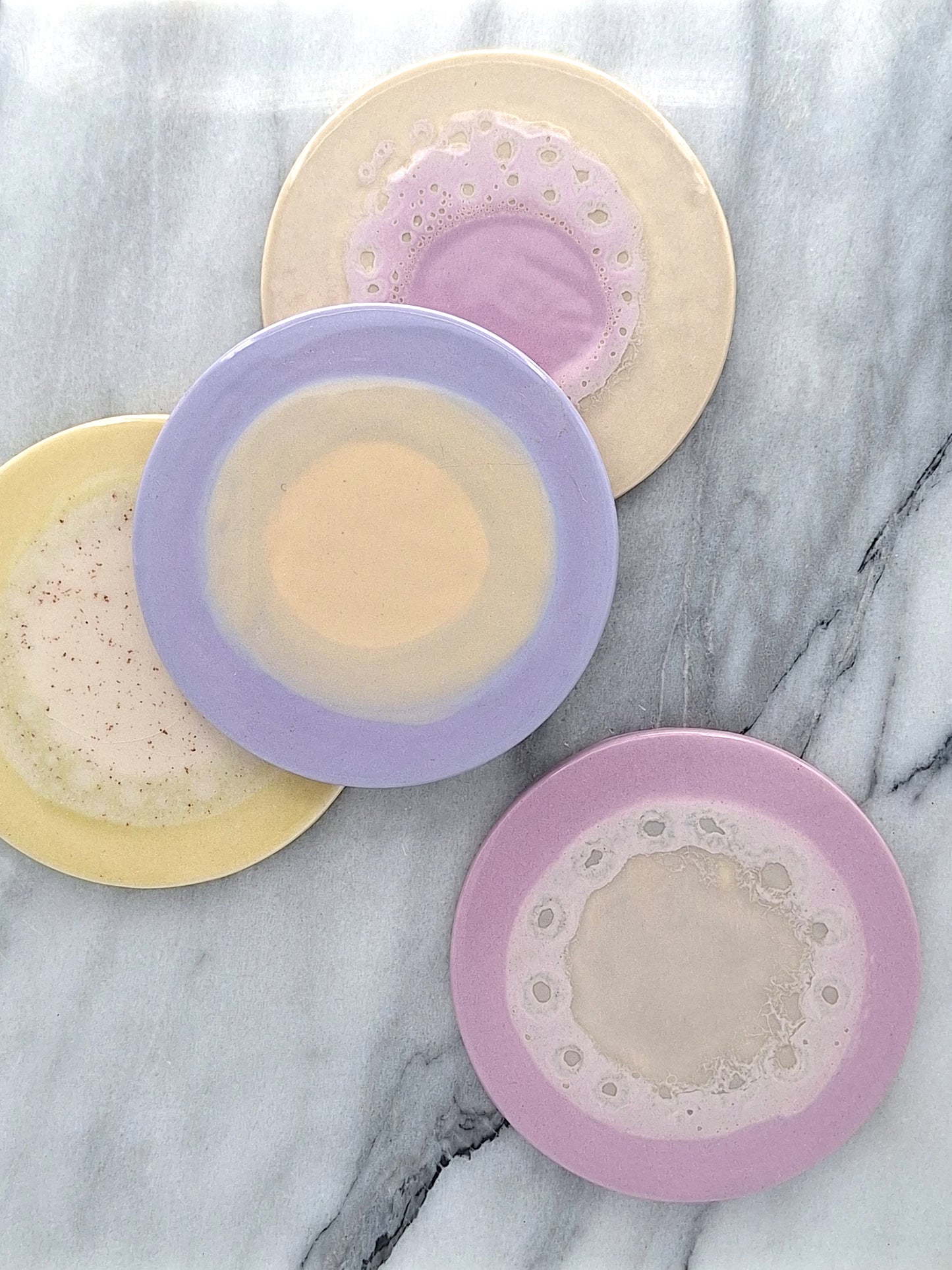 hand painted round coasters | lavender haze