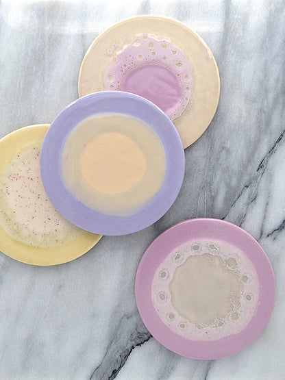 hand painted round coasters | lavender haze