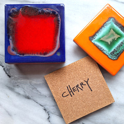 hand painted square coasters | multi